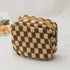 Checkerboard Cosmetic Bag Knitted Toiletry Storage Bag Colorful Makeup Pouch Organizer Checkered Pattern Cosmetic Bag